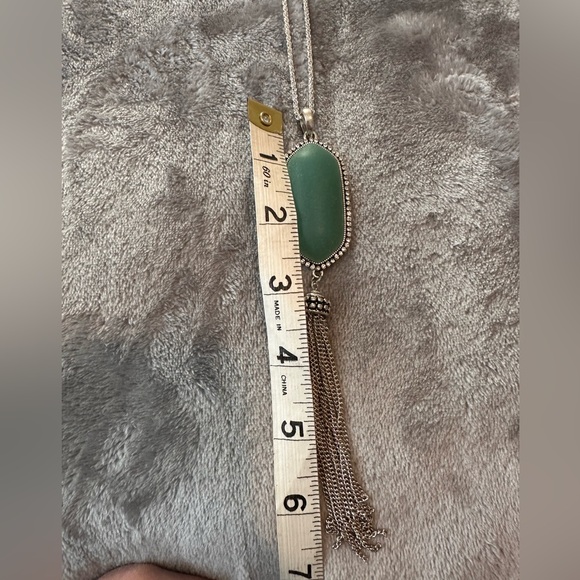 Elegant Silver Tone and Aqua Green Pendant Long Necklace GUC - Picture 4 of 7